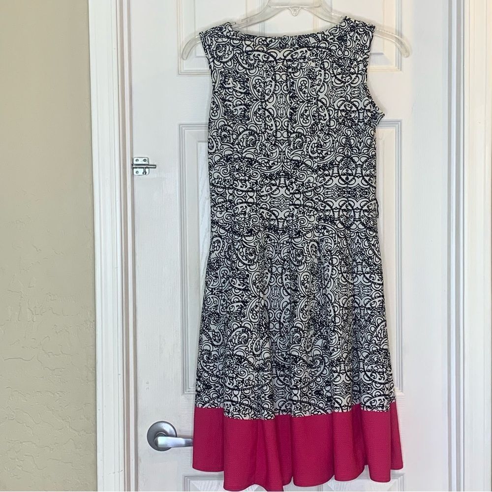 Haani Petite Black and White Dress Pink Accent Size Medium Petite